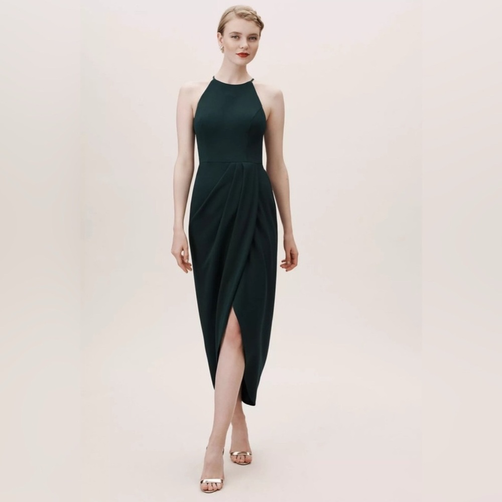 BHLDN Dark Green Midi Dress